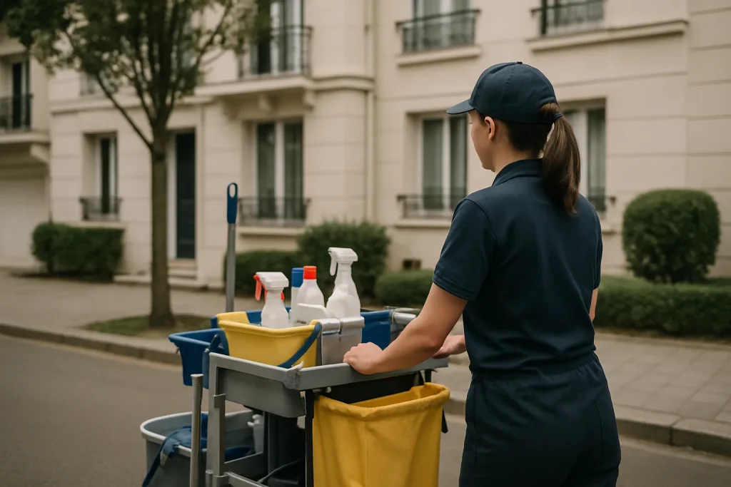 Techniciens nettoyant un appartement à Bourg-la-Reine avec des équipements modernes.
