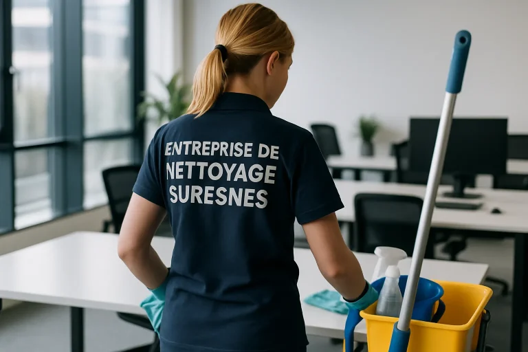 Un professionnel du nettoyage à Suresnes, en train de travailler sur un site de nettoyage.