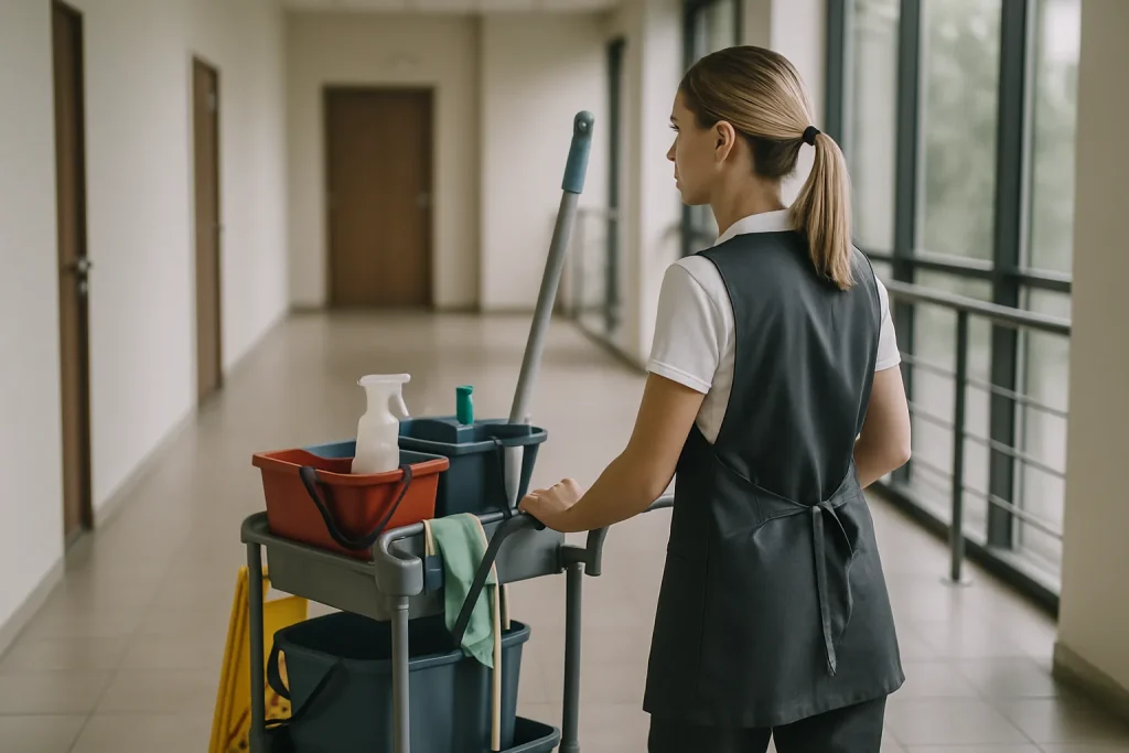 Équipe professionnelle nettoyant un appartement à MONTROUGE avec des produits spécialisés.